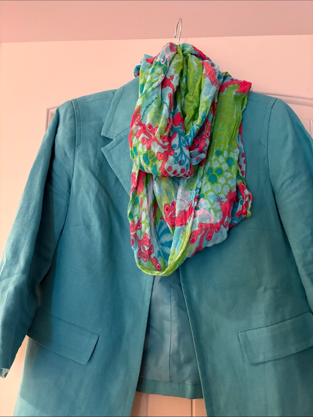 Talbots Bright Turquoise Linen-Blend Blazer - Picture 6 of 7